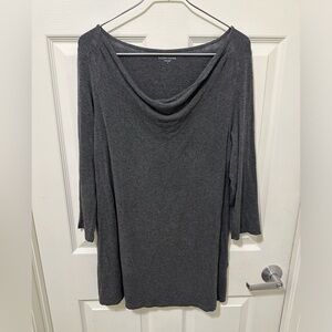 Eileen Fisher Charcoal Gray Drape Neck Tunic
